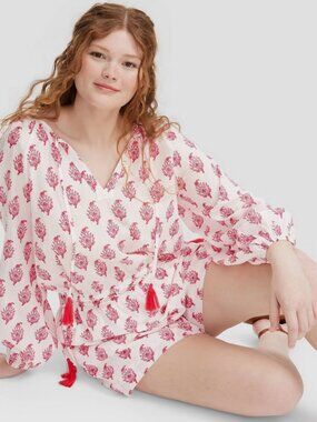 Women's Bouquet Long Sleeve Tie-Neck Boho Top Pink - Roller Rabbit x Target M